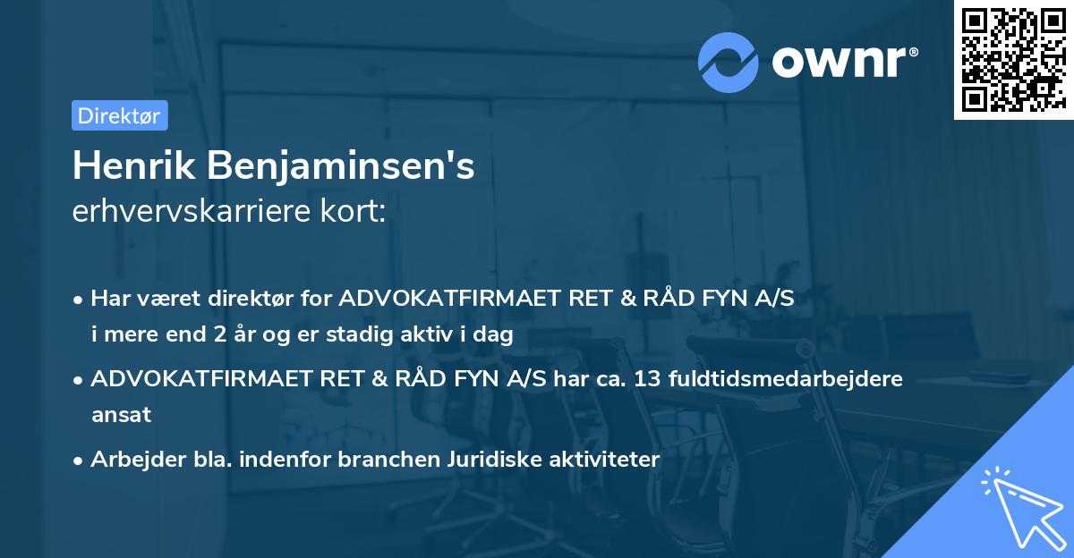 Henrik Benjaminsen's erhvervskarriere kort