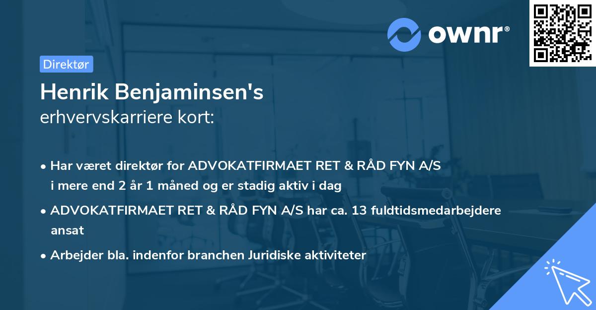 Henrik Benjaminsen's erhvervskarriere kort