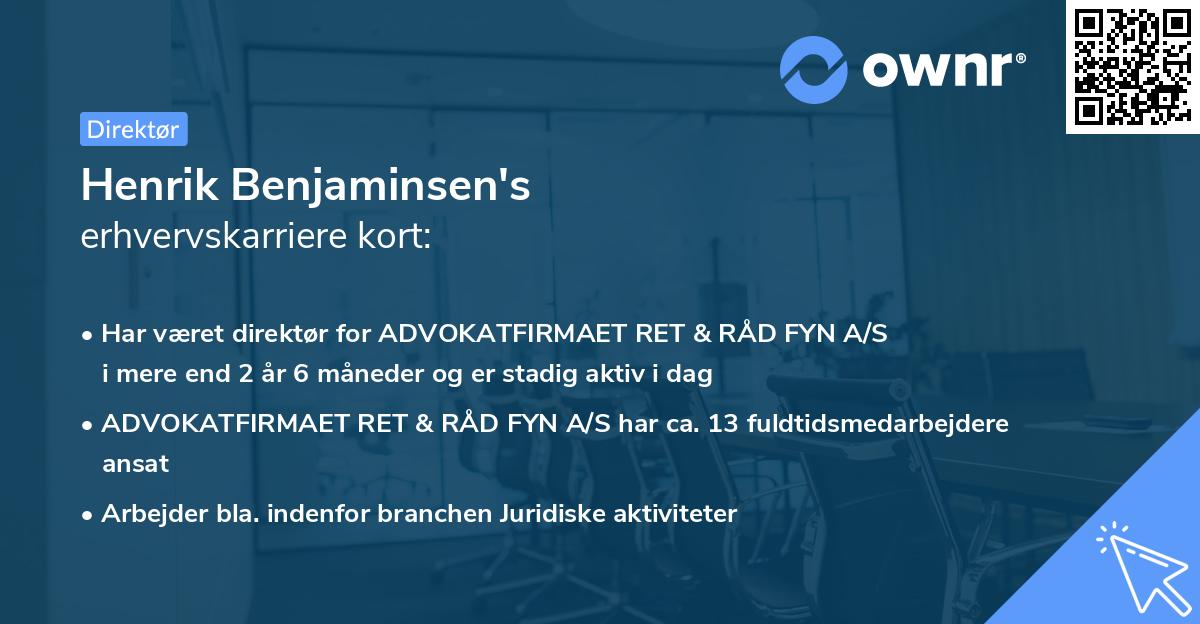 Henrik Benjaminsen's erhvervskarriere kort