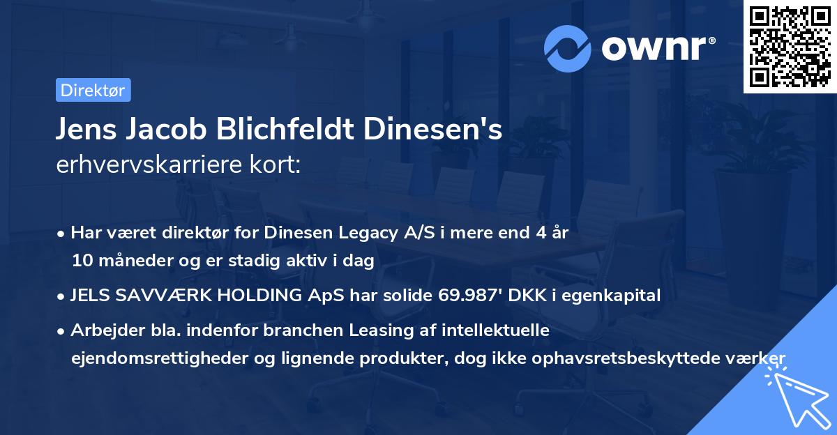 Jens Jacob Blichfeldt Dinesen's erhvervskarriere kort