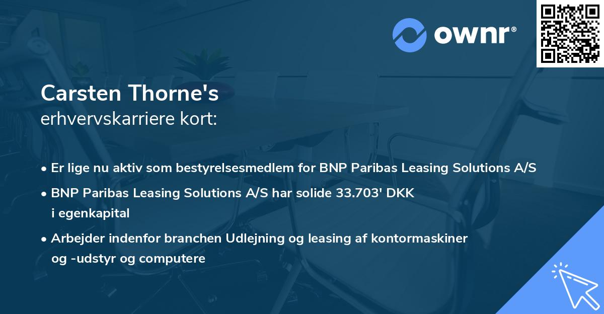 Carsten Thorne's erhvervskarriere kort