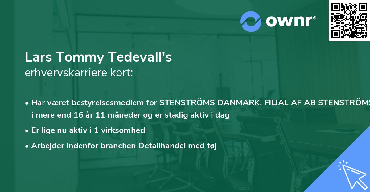 Lars Tommy Tedevall's erhvervskarriere kort