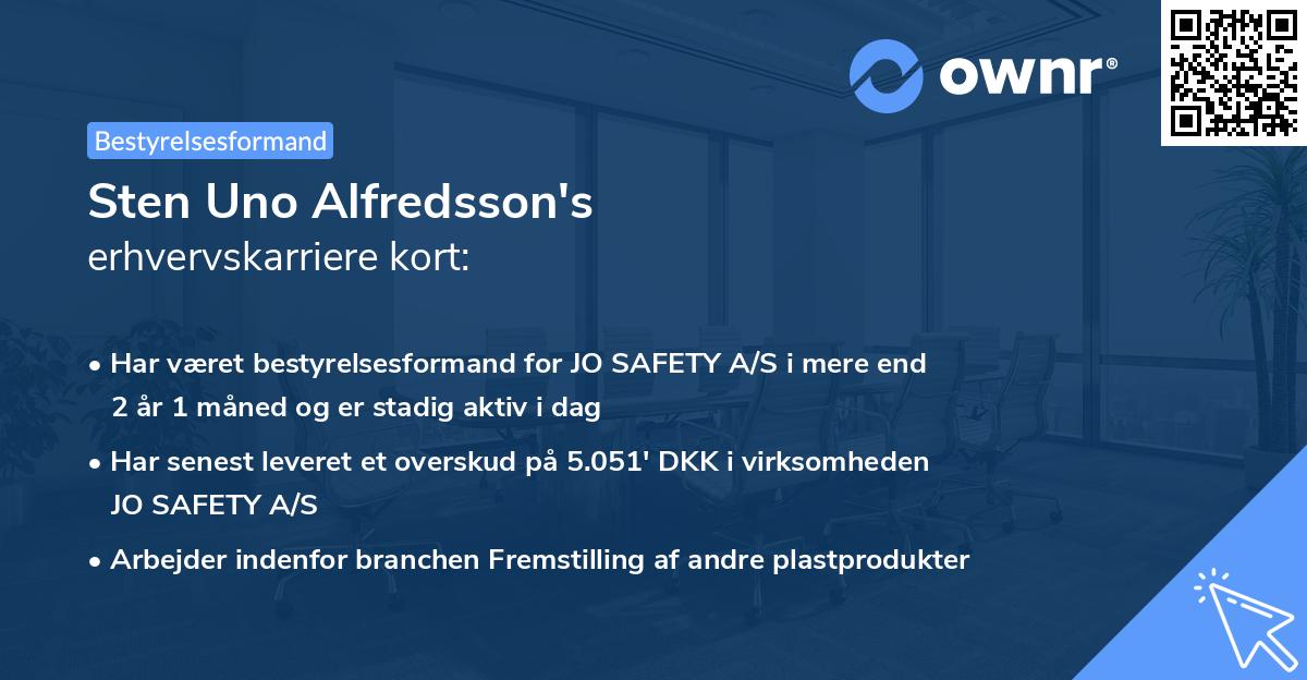 Sten Uno Alfredsson's erhvervskarriere kort