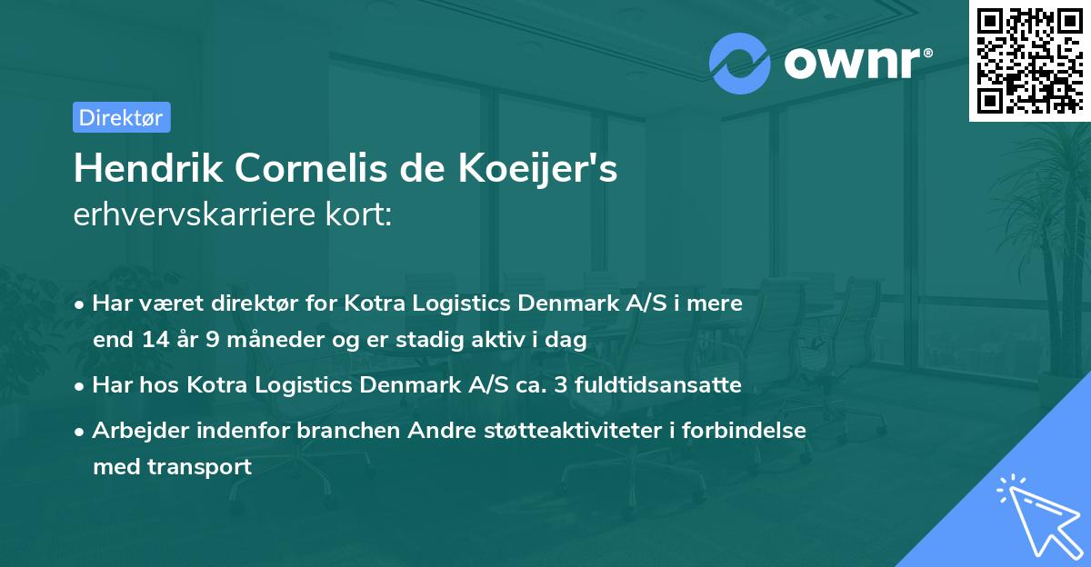 Hendrik Cornelis de Koeijer's erhvervskarriere kort