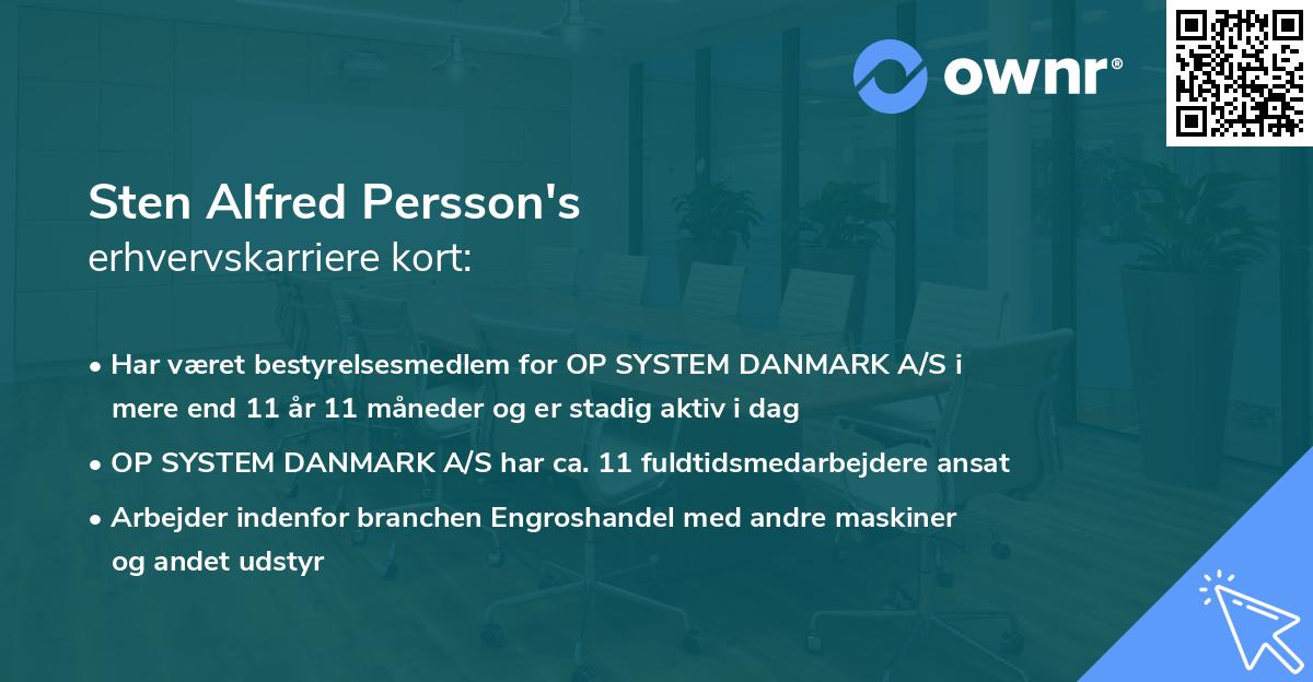 Sten Alfred Persson's erhvervskarriere kort