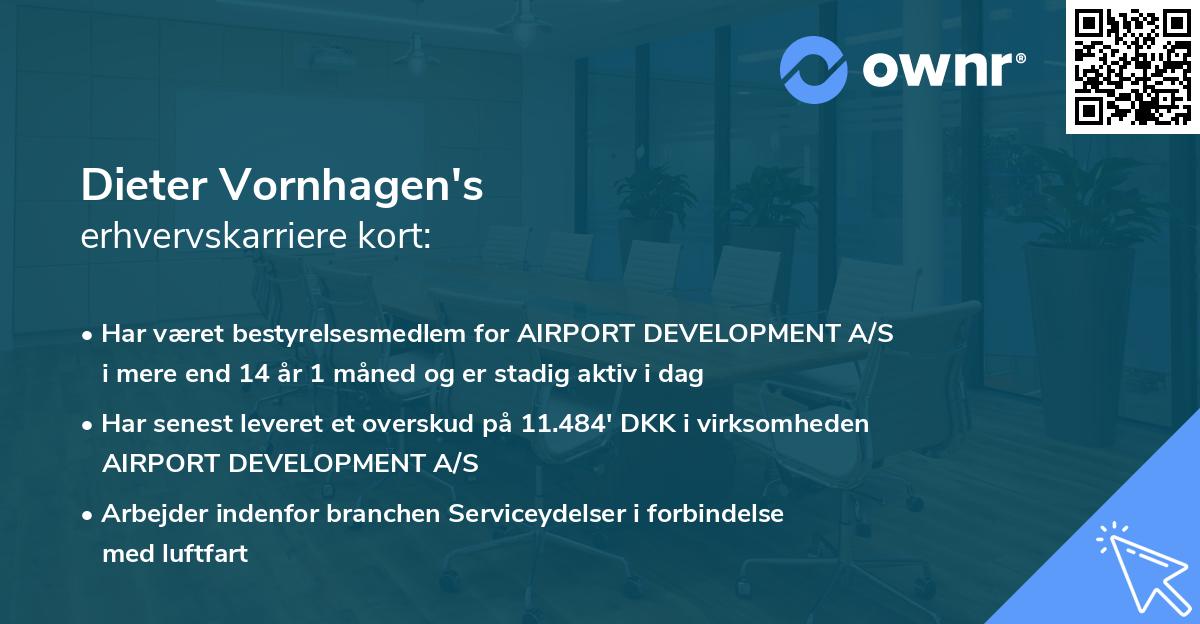 Dieter Vornhagen's erhvervskarriere kort
