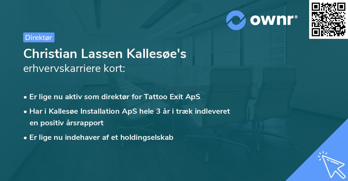 Christian Lassen Kallesøe's erhvervskarriere kort
