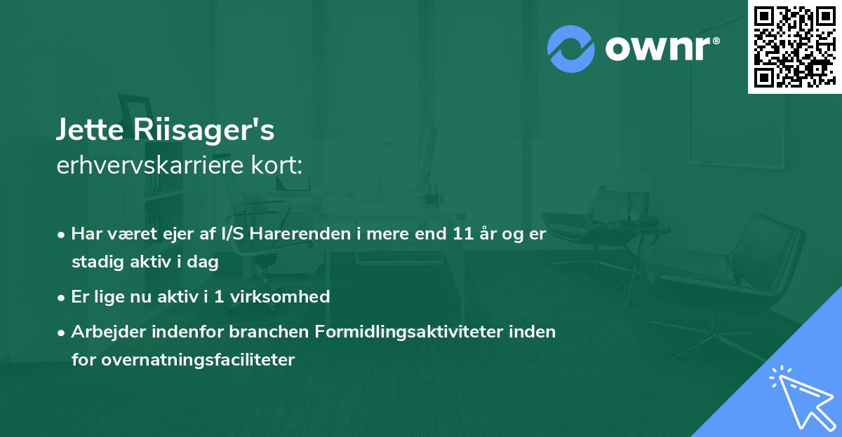 Jette Riisager's erhvervskarriere kort