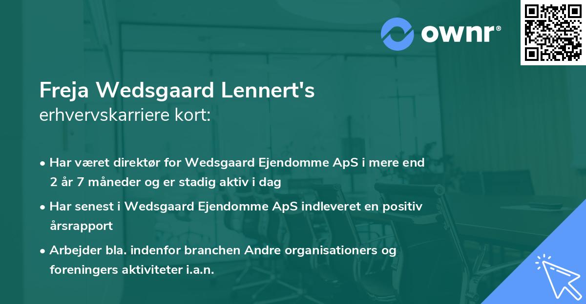 Freja Wedsgaard Lennert's erhvervskarriere kort