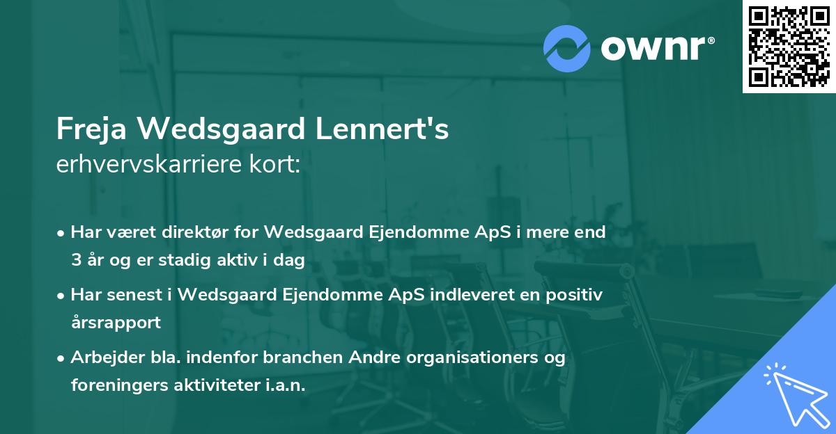 Freja Wedsgaard Lennert's erhvervskarriere kort