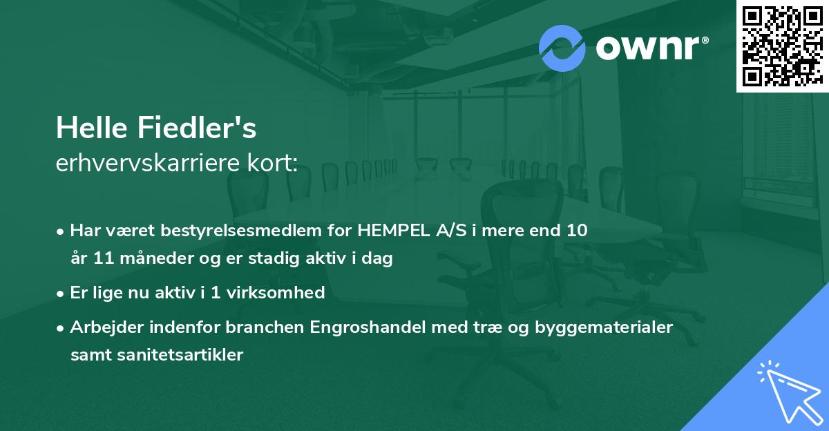 Helle Fiedler's erhvervskarriere kort