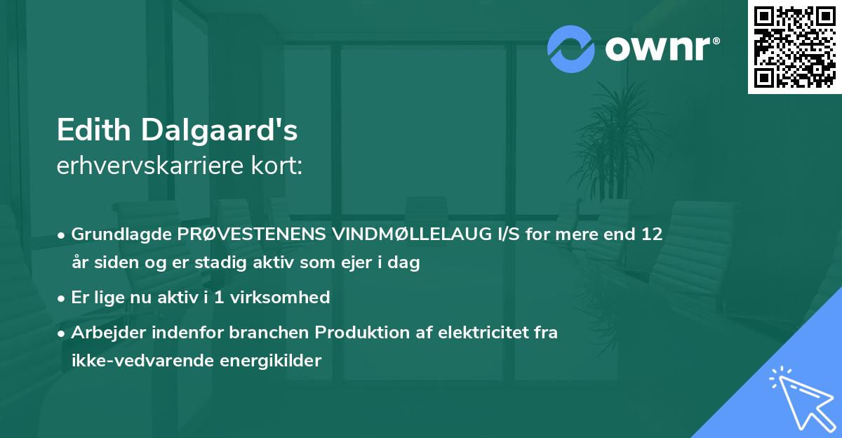 Edith Dalgaard's erhvervskarriere kort