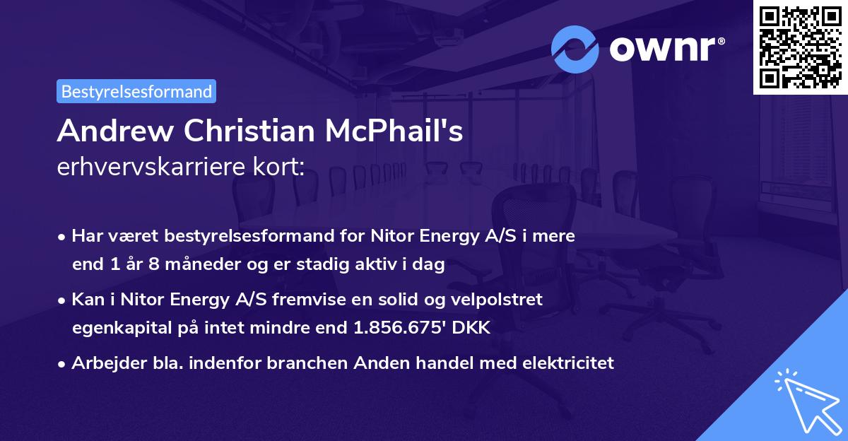 Andrew Christian McPhail's erhvervskarriere kort
