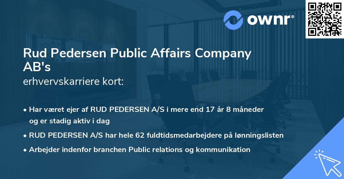 Rud Pedersen Public Affairs Company AB's erhvervskarriere kort