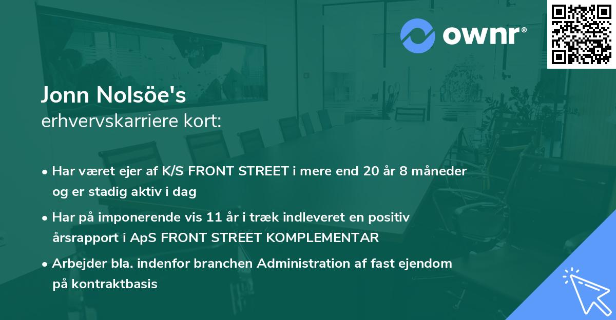 Jonn Nolsöe's erhvervskarriere kort