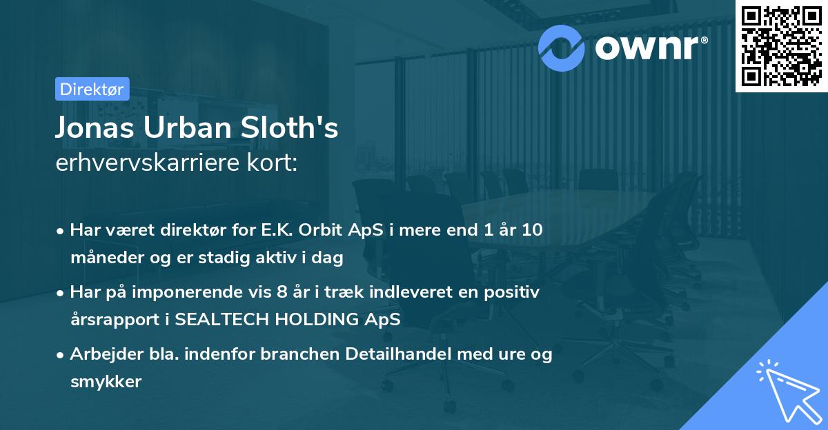 Jonas Urban Sloth's erhvervskarriere kort