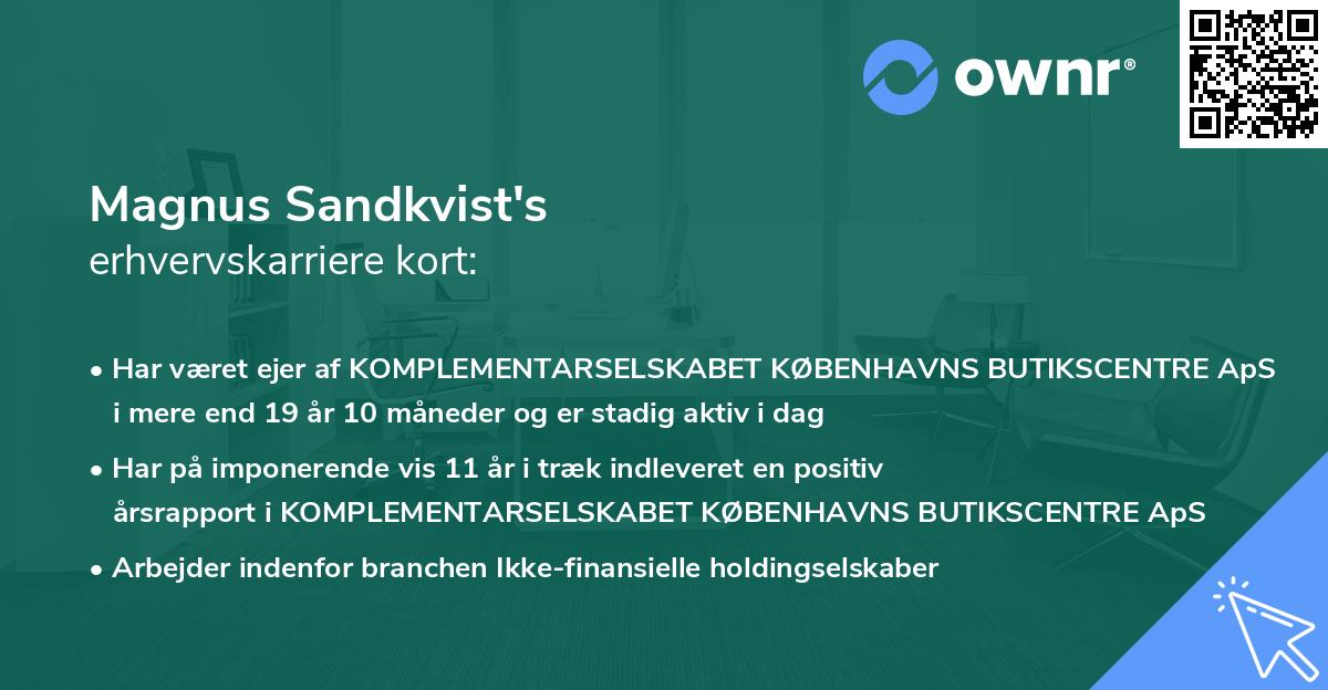 Magnus Sandkvist's erhvervskarriere kort