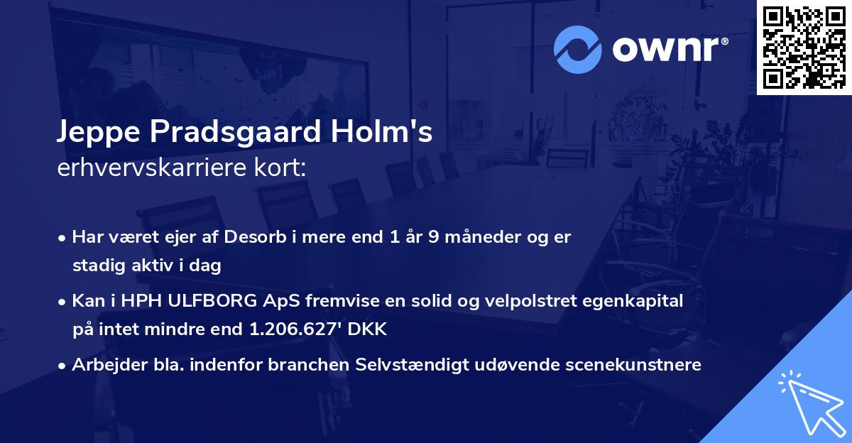 Jeppe Pradsgaard Holm's erhvervskarriere kort