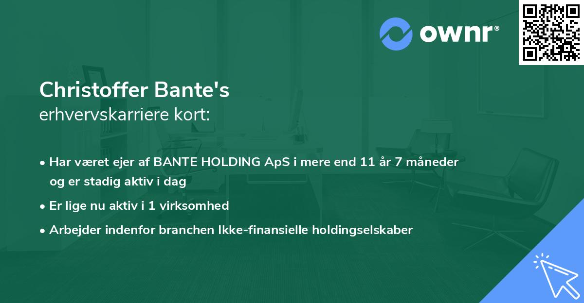 Christoffer Bante's erhvervskarriere kort