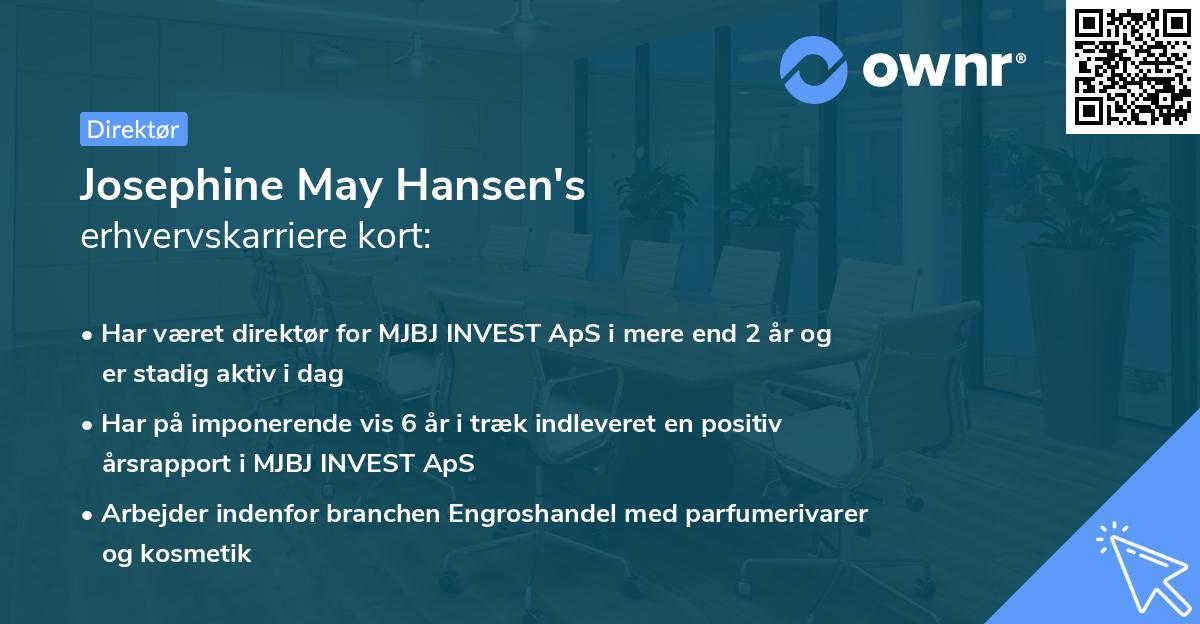 Josephine May Hansen's erhvervskarriere kort