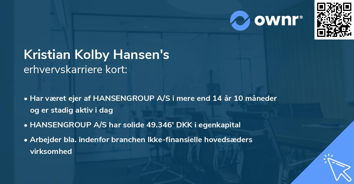 Kristian Kolby Hansen's erhvervskarriere kort