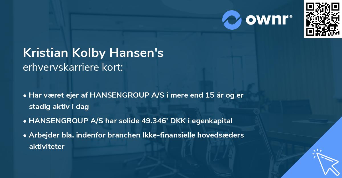 Kristian Kolby Hansen's erhvervskarriere kort