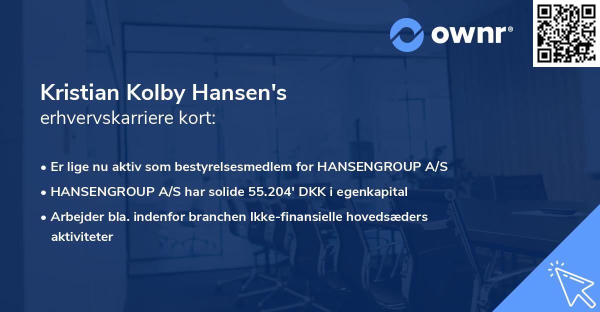 Kristian Kolby Hansen's erhvervskarriere kort