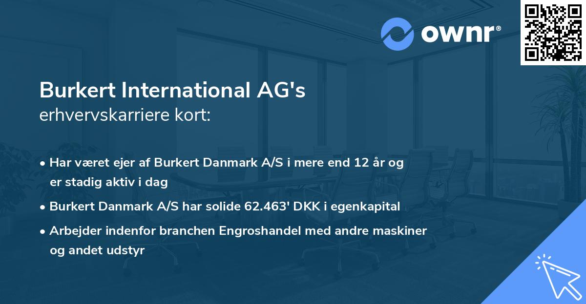 Burkert International AG's erhvervskarriere kort