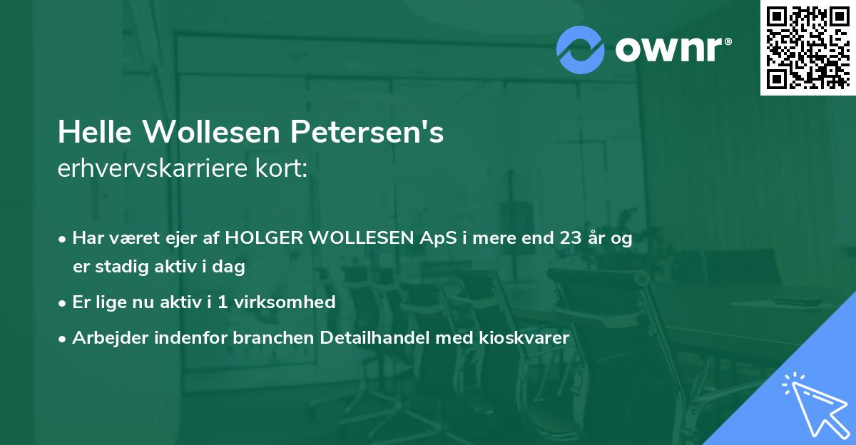 Helle Wollesen Petersen's erhvervskarriere kort