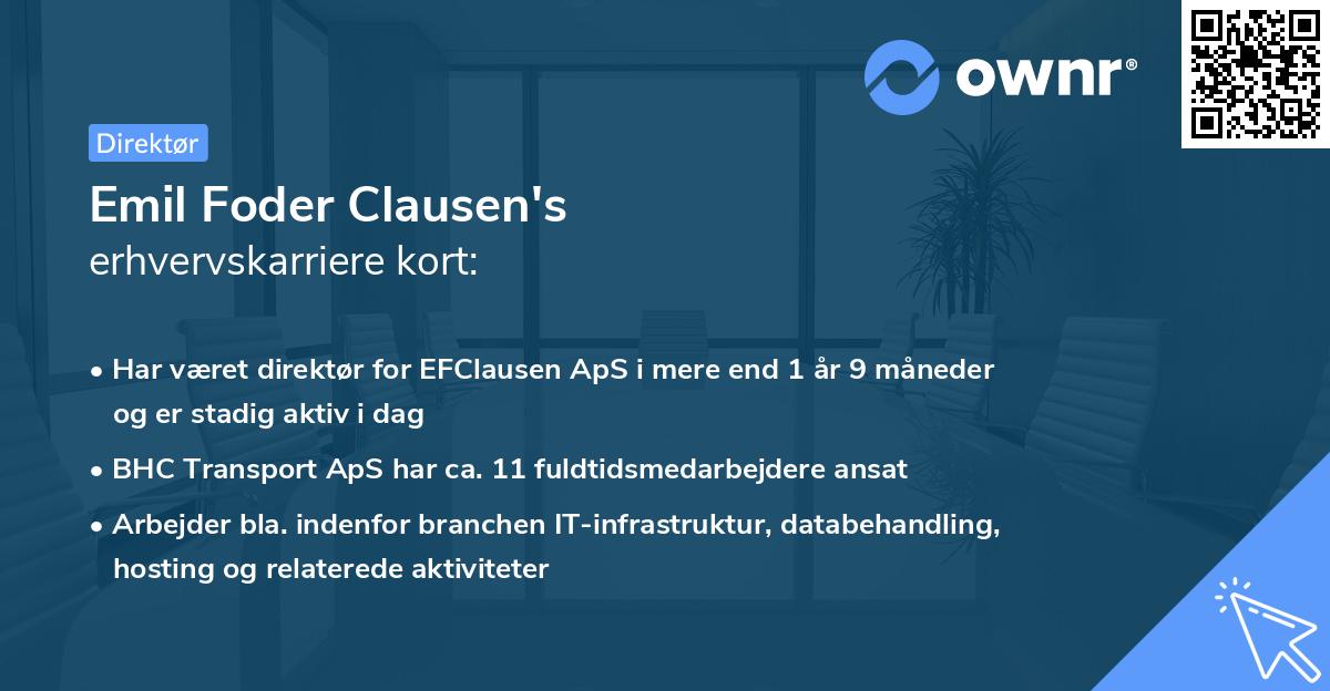 Emil Foder Clausen's erhvervskarriere kort