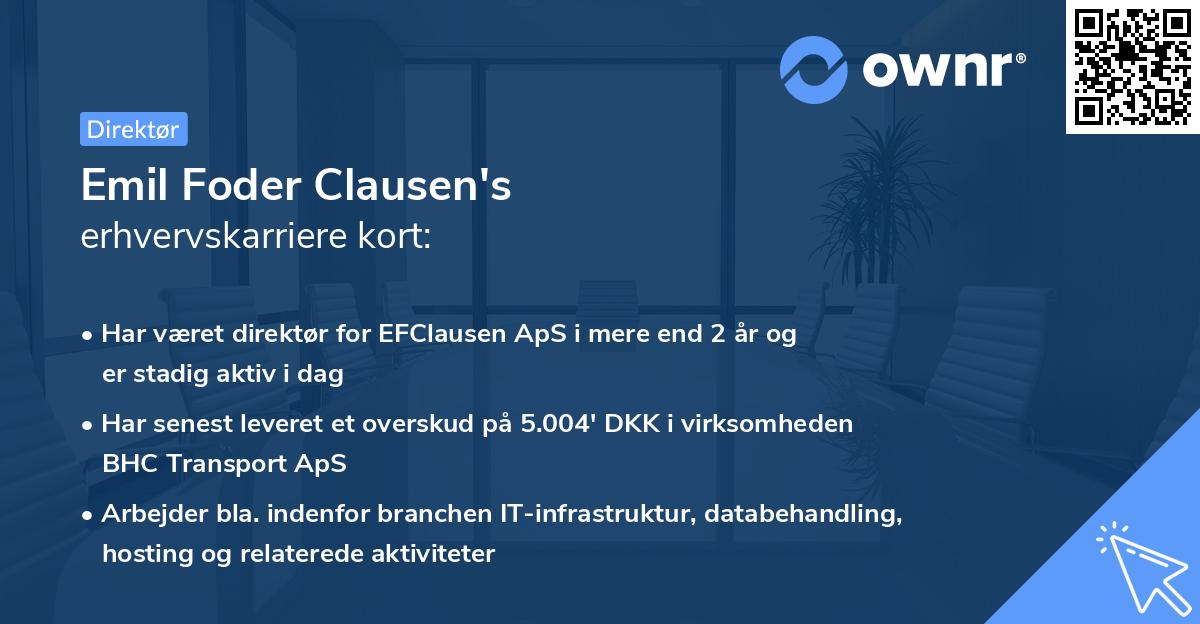 Emil Foder Clausen's erhvervskarriere kort