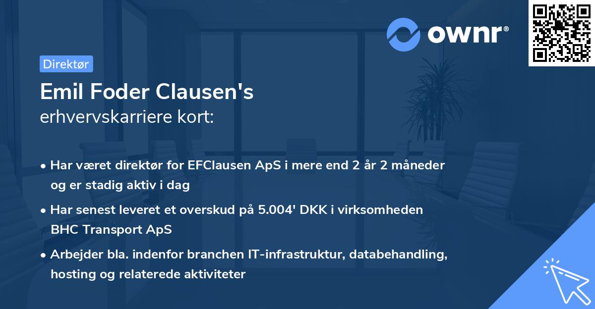 Emil Foder Clausen's erhvervskarriere kort