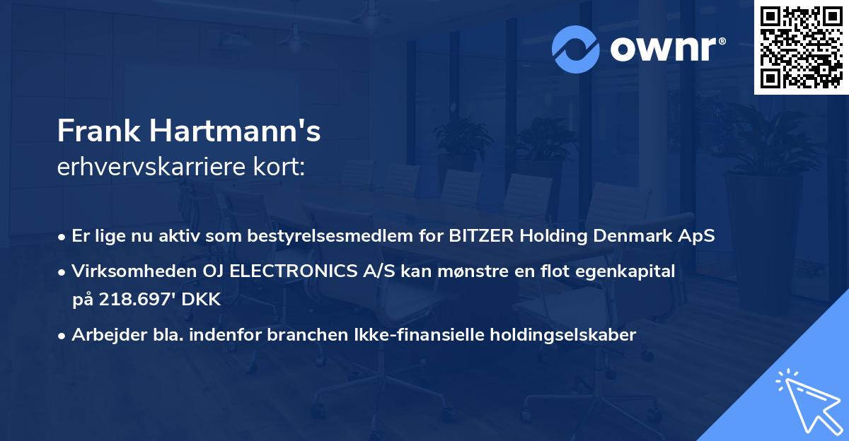 Frank Hartmann's erhvervskarriere kort