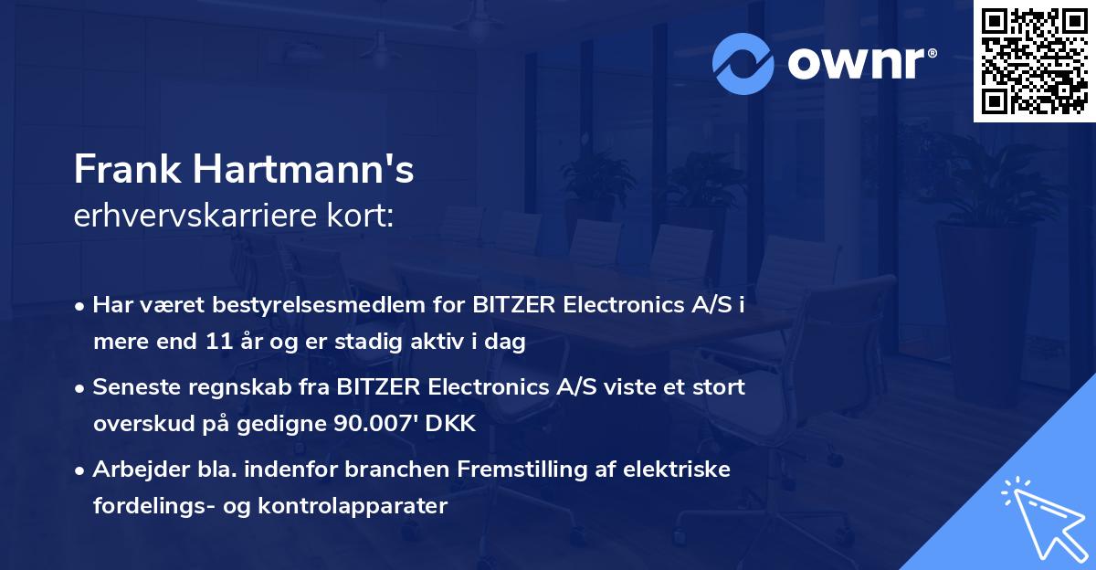Frank Hartmann's erhvervskarriere kort