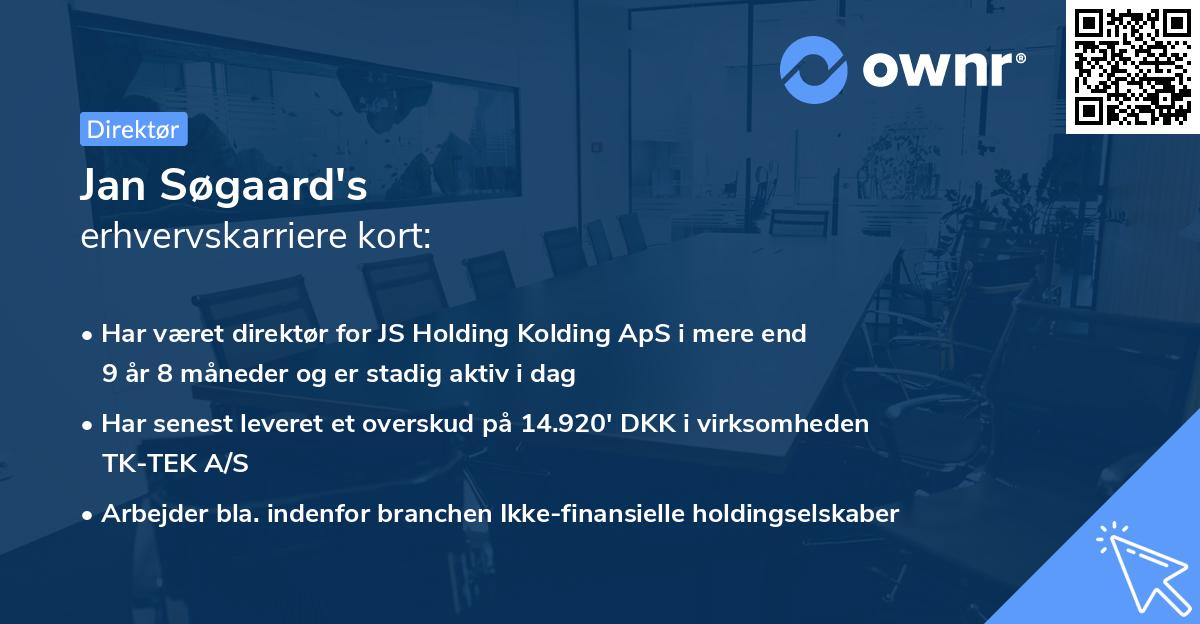 Jan Søgaard's erhvervskarriere kort