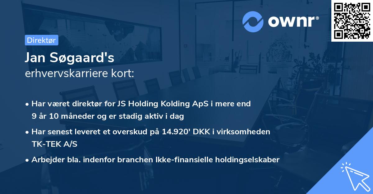 Jan Søgaard's erhvervskarriere kort