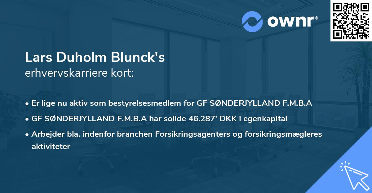 Lars Duholm Blunck's erhvervskarriere kort
