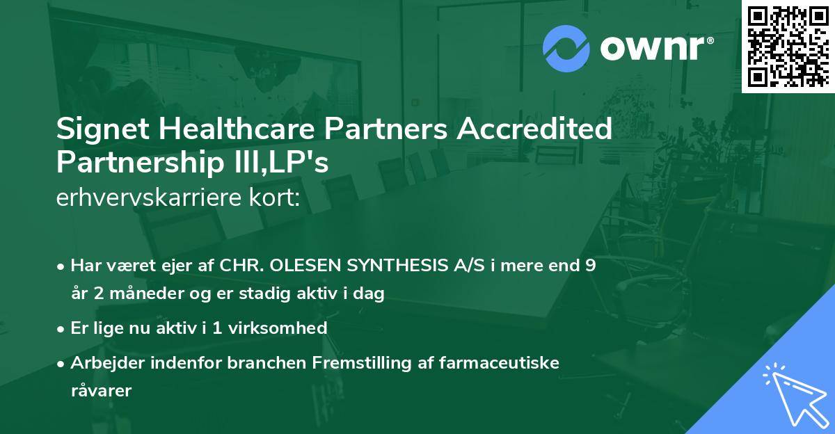 Signet Healthcare Partners Accredited Partnership III,LP's erhvervskarriere kort