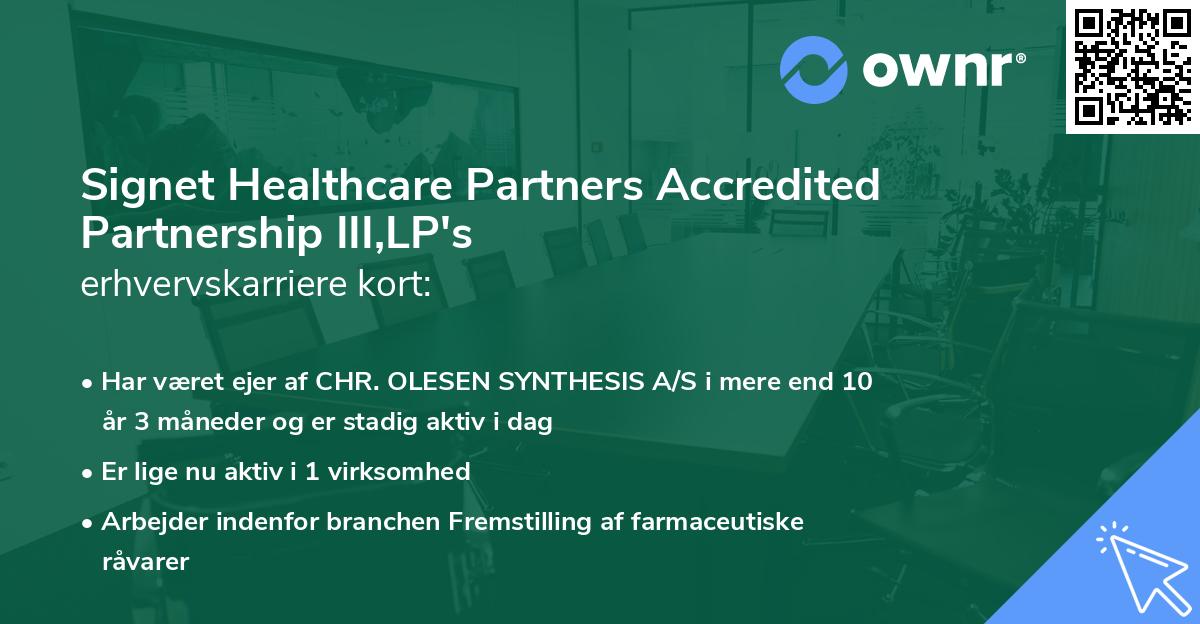 Signet Healthcare Partners Accredited Partnership III,LP's erhvervskarriere kort