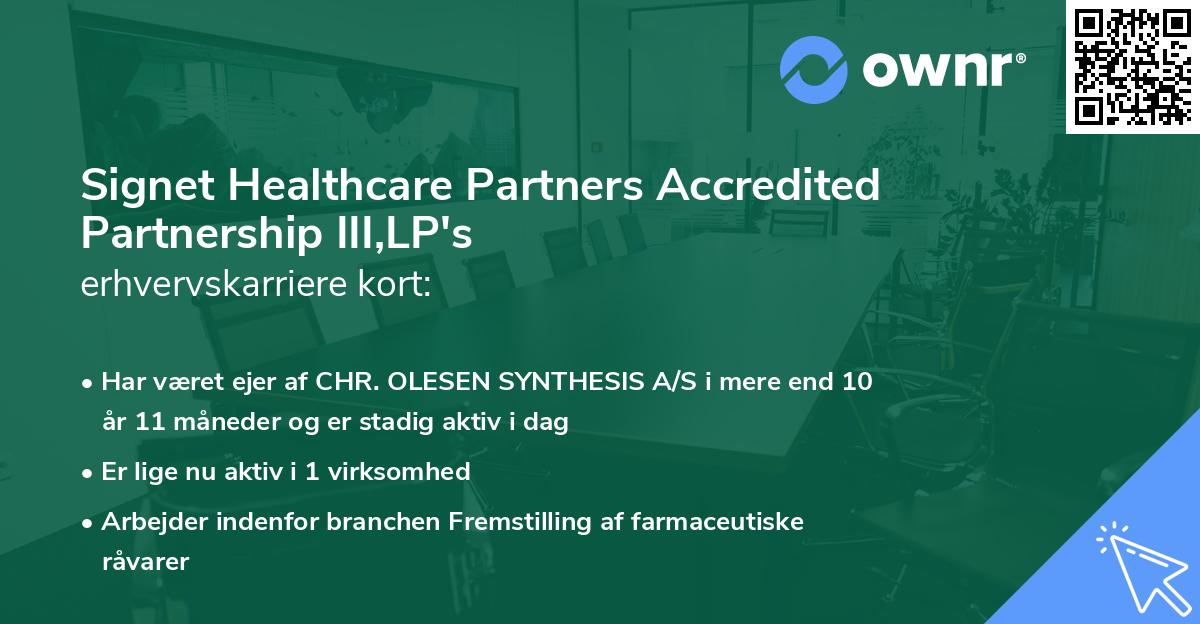 Signet Healthcare Partners Accredited Partnership III,LP's erhvervskarriere kort