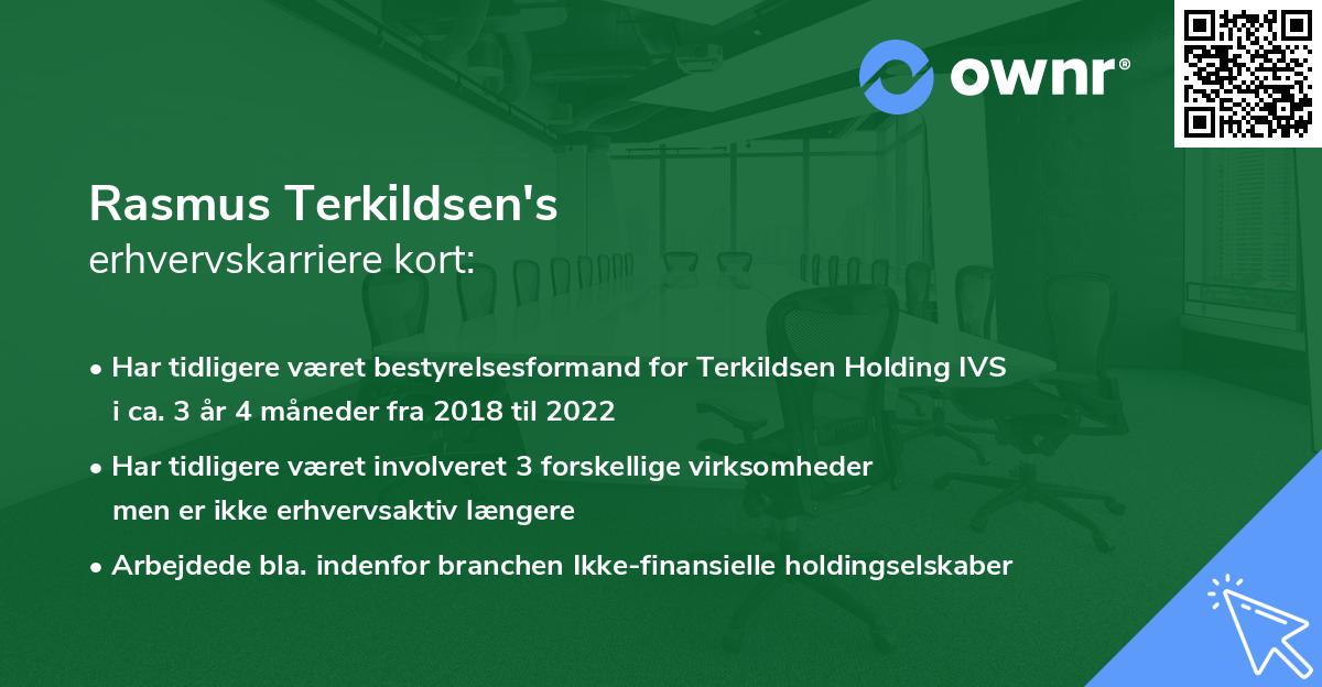 Rasmus Terkildsen's erhvervskarriere kort