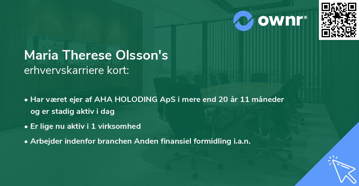 Maria Therese Olsson's erhvervskarriere kort
