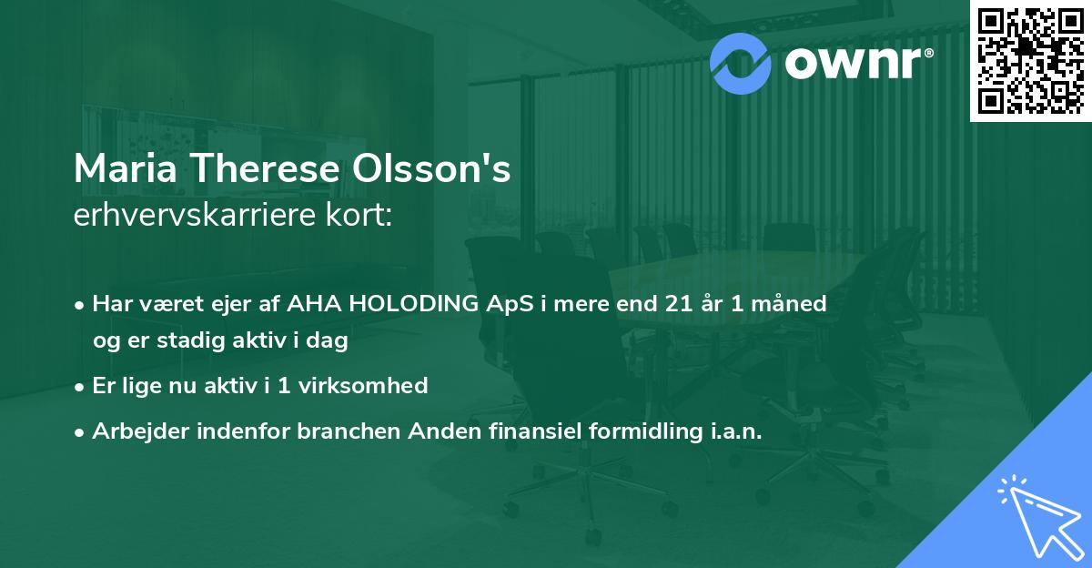 Maria Therese Olsson's erhvervskarriere kort