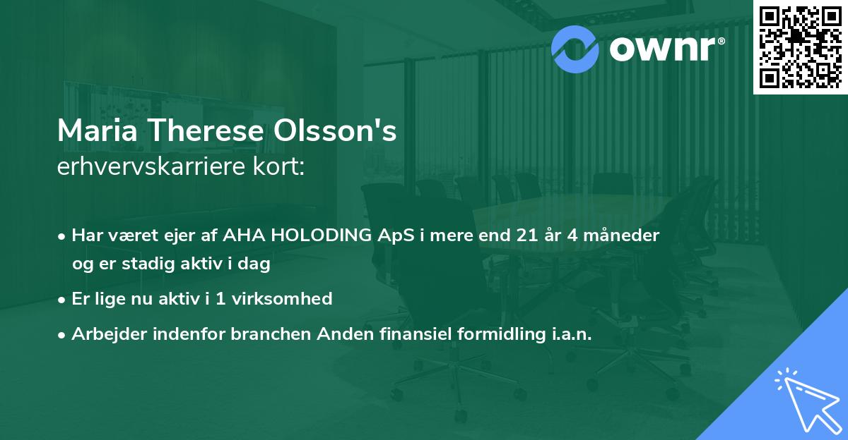 Maria Therese Olsson's erhvervskarriere kort