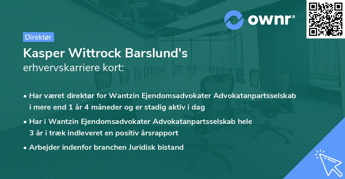 Kasper Wittrock Barslund's erhvervskarriere kort