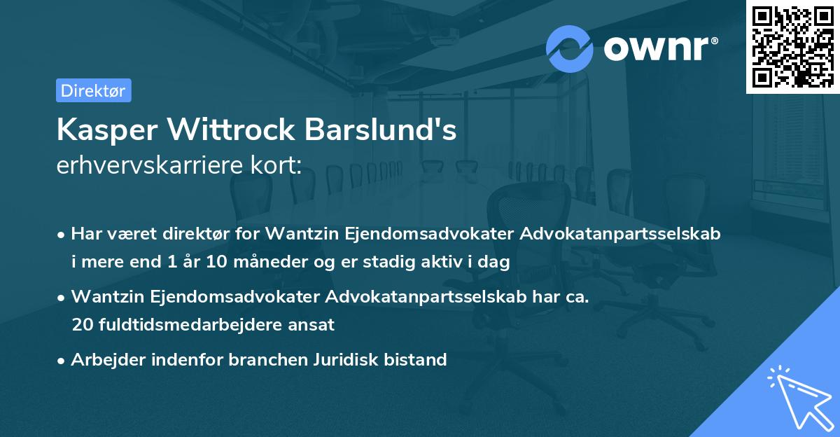 Kasper Wittrock Barslund's erhvervskarriere kort