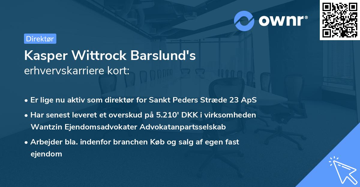 Kasper Wittrock Barslund's erhvervskarriere kort