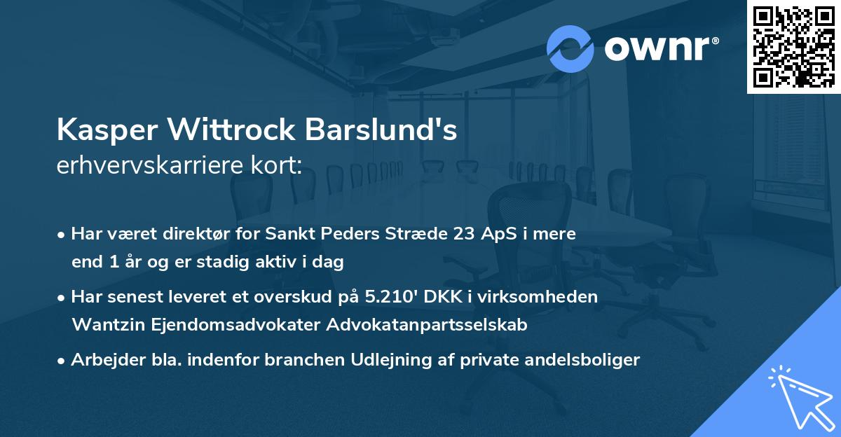Kasper Wittrock Barslund's erhvervskarriere kort