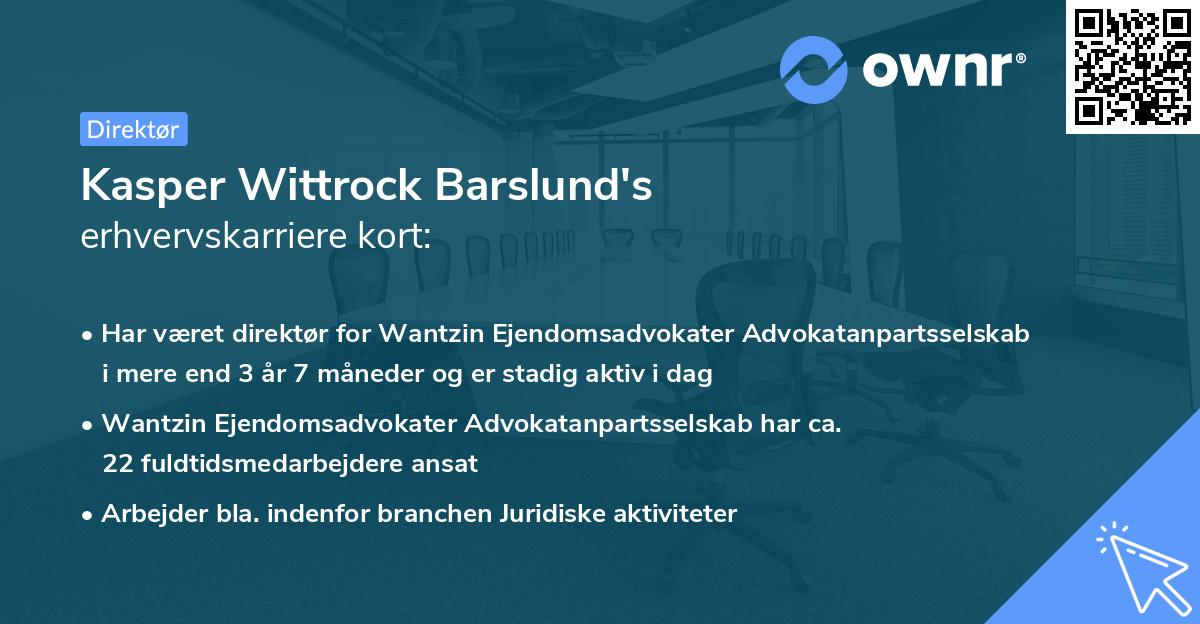 Kasper Wittrock Barslund's erhvervskarriere kort