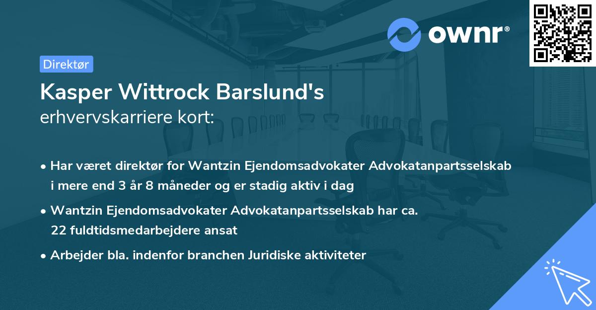 Kasper Wittrock Barslund's erhvervskarriere kort